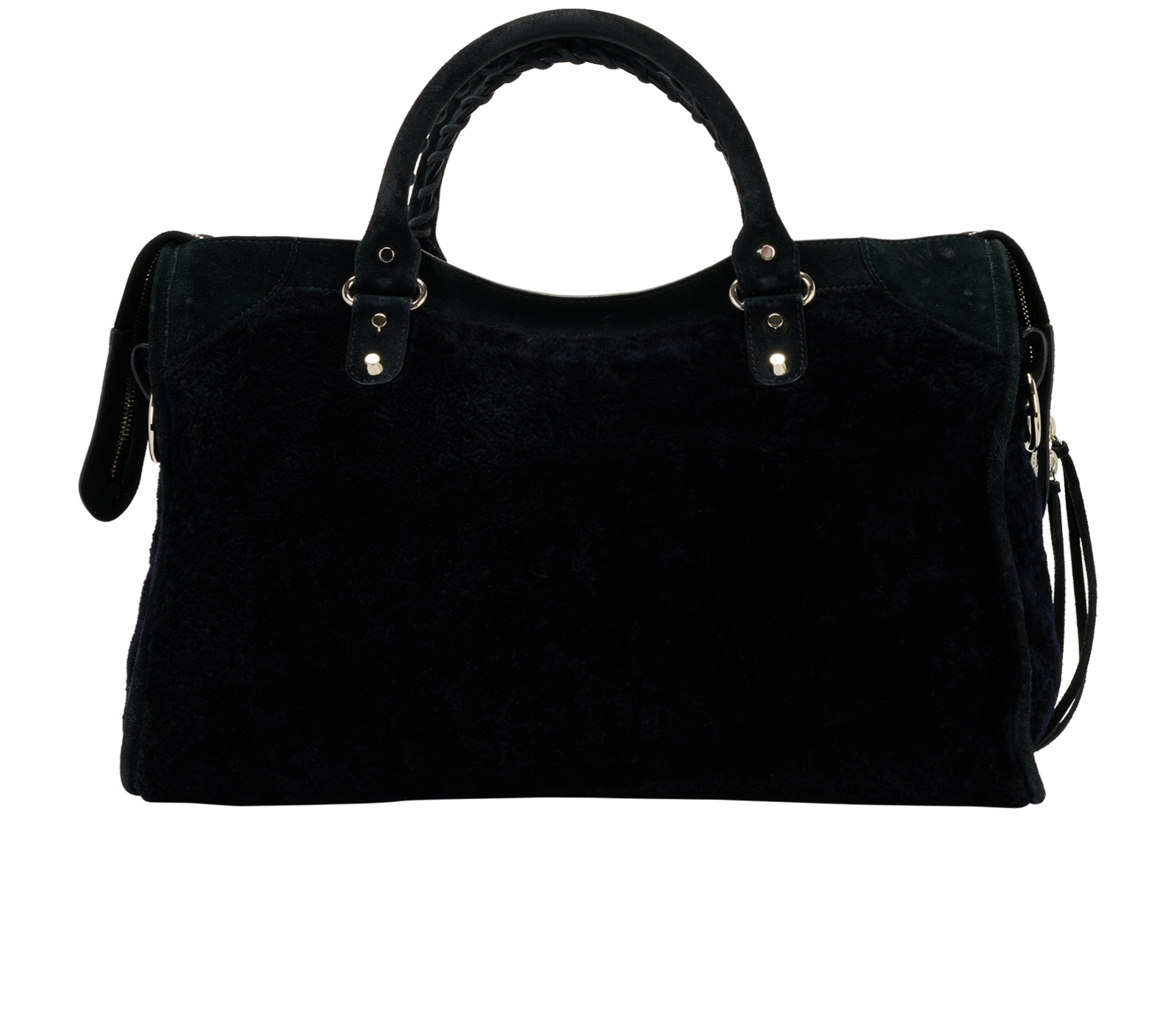 Fur City Bag, &pound;850, Handbags, Black, Shearling/Suede, Back view